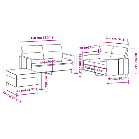 4-delige Loungeset met kussens stof bruin 8