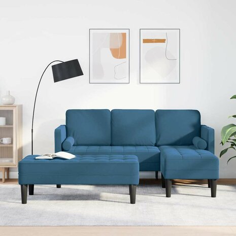 Bankstel 2 pcs Blauw 173 x 131 x 67 cm Fluweel 1