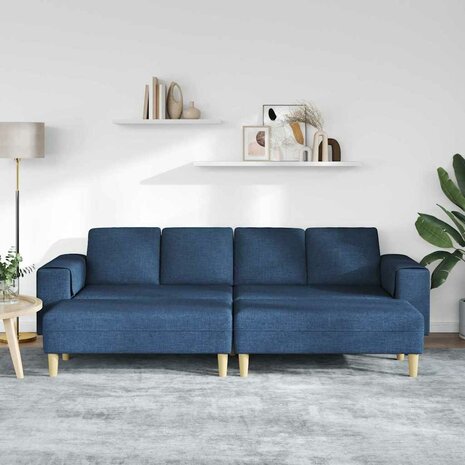 Bankstel 3 pcs Blauw Stof 3