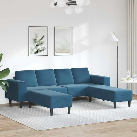 Bankstel 3 pcs Blauw Fluweel 1