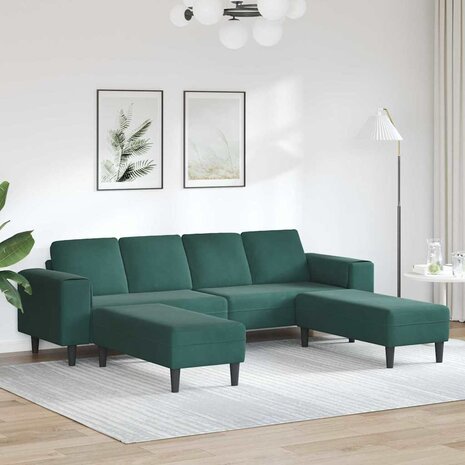 Bankstel 3 pcs Donkergroen Fluweel 1