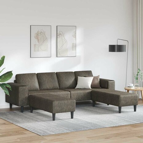 Bankstel 3 pcs Donkergrijs Faux suede leer 1