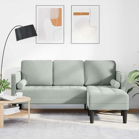 Bankstel Lichtgrijs 173 x 131 x 67 cm Fluweel 1