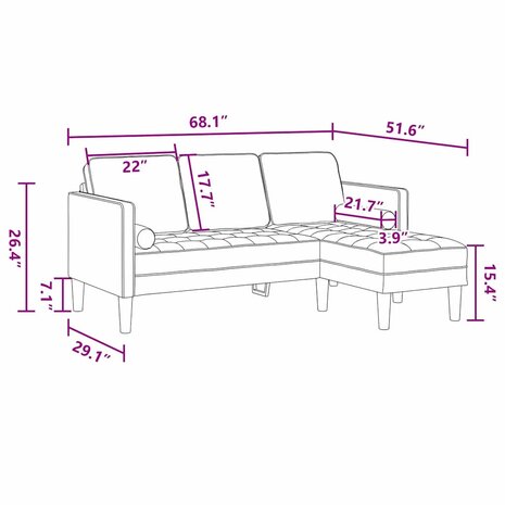 Bankstel Zwart 173 x 131 x 67 cm Fluweel 8
