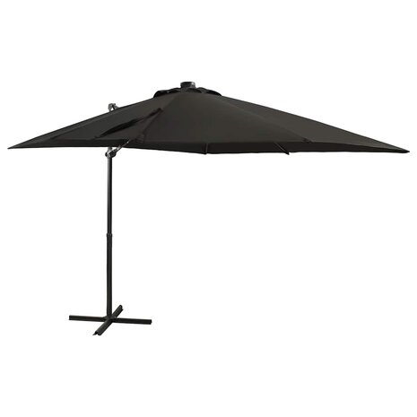 Zweefparasol met paal en LED-verlichting 250 cm zwart 1