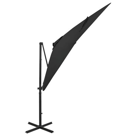 Zweefparasol met paal en LED-verlichting 250 cm zwart 2