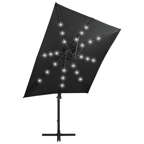 Zweefparasol met paal en LED-verlichting 250 cm zwart 3