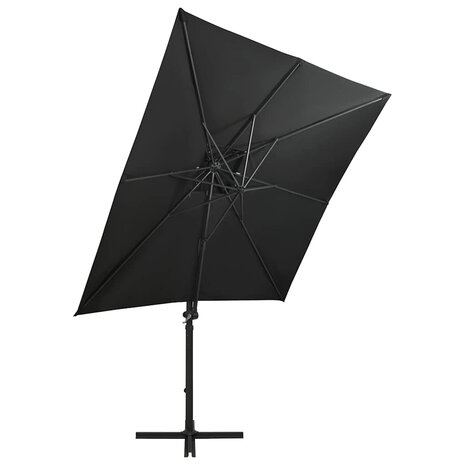 Zweefparasol met paal en LED-verlichting 250 cm zwart 4