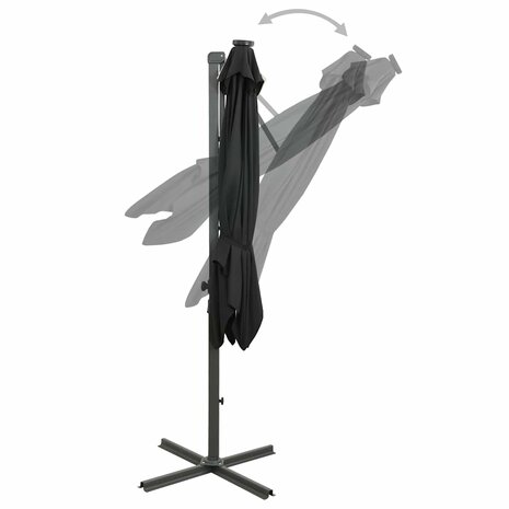 Zweefparasol met paal en LED-verlichting 250 cm zwart 6