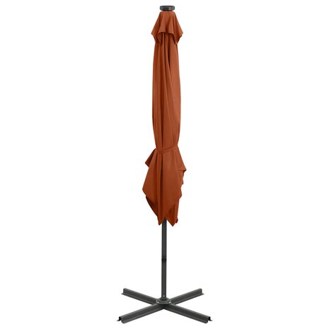 Zweefparasol met paal en LED-verlichting 250 cm terracottakleur 6