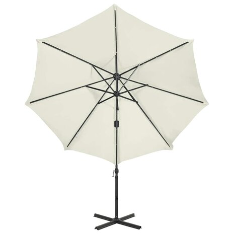 Zweefparasol met paal en LED-verlichting 300 cm zandkleurig 4