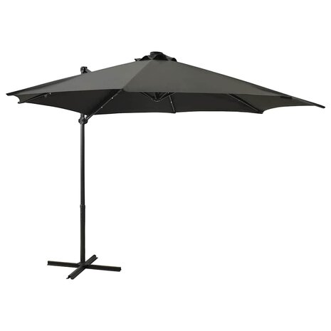 Zweefparasol met paal en LED-verlichting 300 cm antracietkleur 1