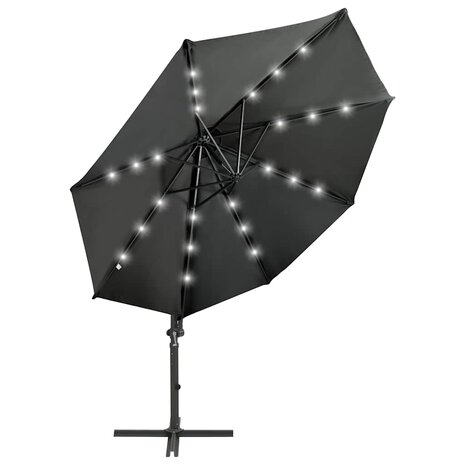 Zweefparasol met paal en LED-verlichting 300 cm antracietkleur 2