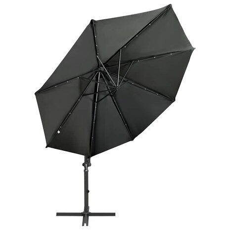 Zweefparasol met paal en LED-verlichting 300 cm antracietkleur 3