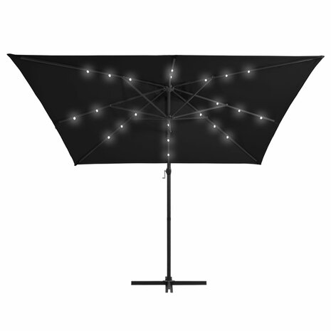 Zweefparasol met LED en stalen paal 250x250 cm zwart 3