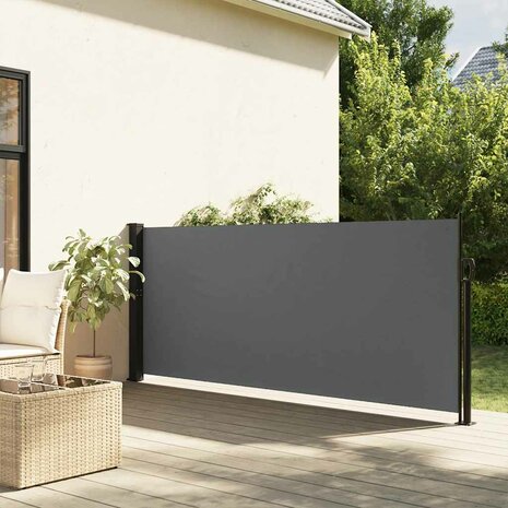 Windscherm uittrekbaar 100x500 cm antracietkleurig 1