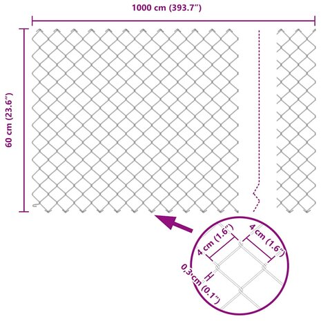 Gaashekwerk Grijs 10 x 0.6 m Staal 8