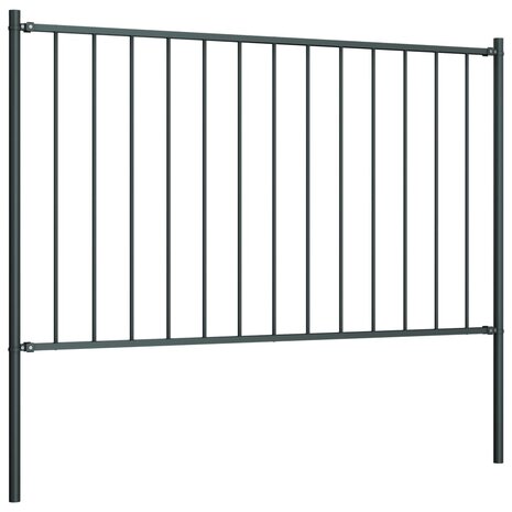 Schuttingpaneel met palen gepoedercoat staal 1,81x0,75 m antraciet 2