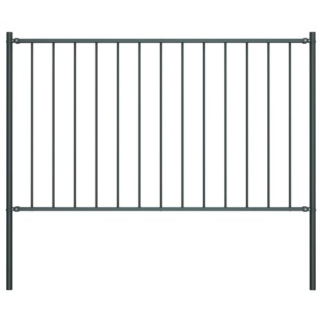 Schuttingpaneel met palen gepoedercoat staal 1,81x1 m antraciet 1