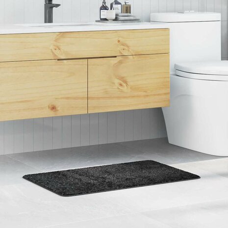 Badmat rechthoekig anti-slip 50x80 cm polypropeen donkergrijs 1