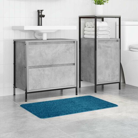 Badmat rechthoekig anti-slip 50x80 cm polypropeen blauw 3