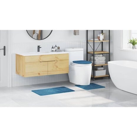 Badmat 3 pcs Blauw 50 x 50 cm Polypropyleen 4