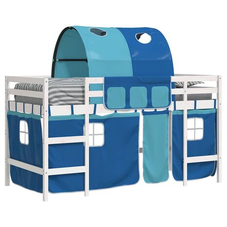 Kinderhoogslaper met tunnel 80x200 cm massief grenenhout blauw 5