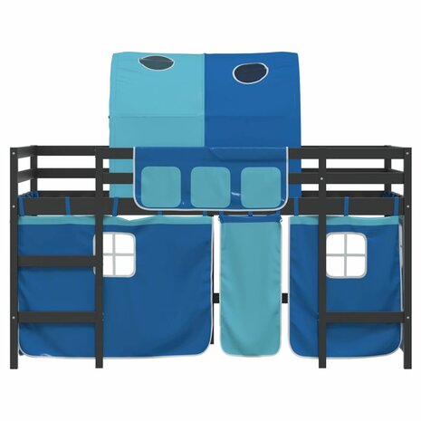 Kinderhoogslaper met tunnel 90x200 cm massief grenenhout blauw 5