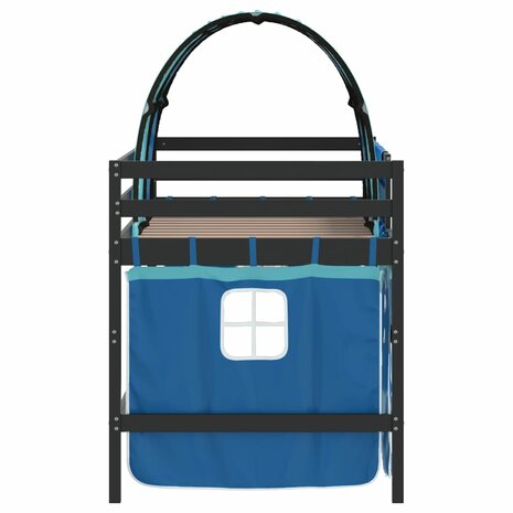 Kinderhoogslaper met tunnel 90x200 cm massief grenenhout blauw 8