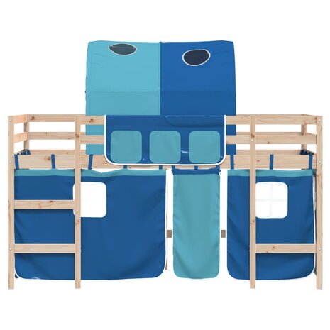 Kinderhoogslaper met tunnel 90x190 cm massief grenenhout blauw 5