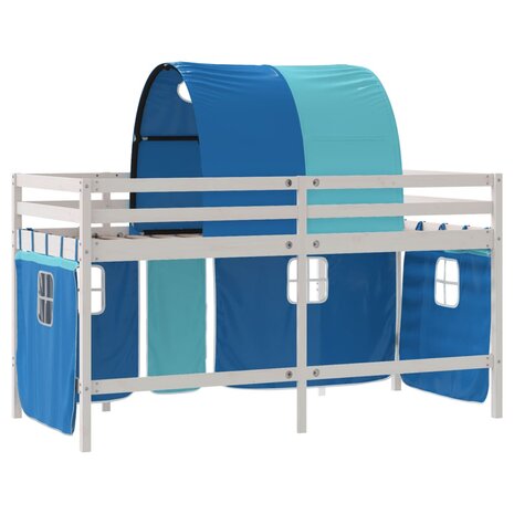 Kinderhoogslaper met tunnel 90x190 cm massief grenenhout blauw 9