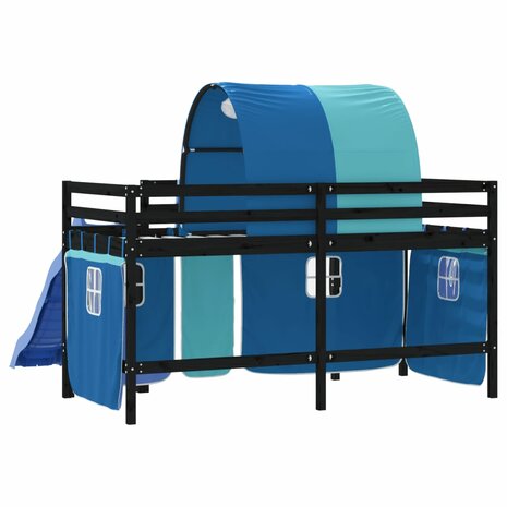 Kinderhoogslaper met tunnel 80x200 cm massief grenenhout blauw 7