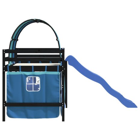 Kinderhoogslaper met tunnel 90x190 cm massief grenenhout blauw 6