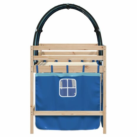 Kinderhoogslaper met tunnel 90x200 cm massief grenenhout blauw 5