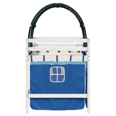 Kinderhoogslaper met tunnel 90x200 cm massief grenenhout blauw 5