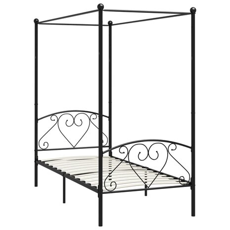 Hemelbedframe metaal zwart 90x200 cm  2