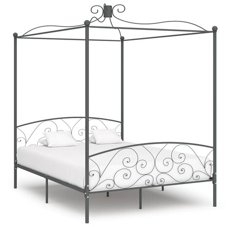 Hemelbedframe metaal grijs 180x200 cm 1