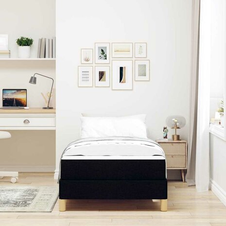 Boxspring bed Zwart, Bruin 80 x 200 cm Stof, Engineered Hout 5