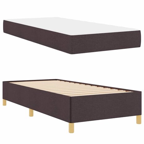 Boxspring bed Bruin en Wit en Donkerbruin 80 x 200 cm Stof 6