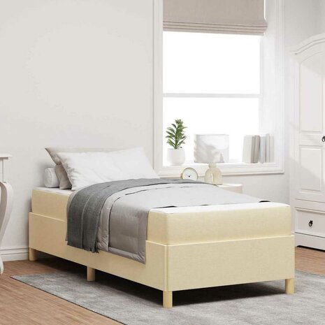 Boxspring bed Anders Zwart en Bruin en Wit 80 x 200 cm Stof 1