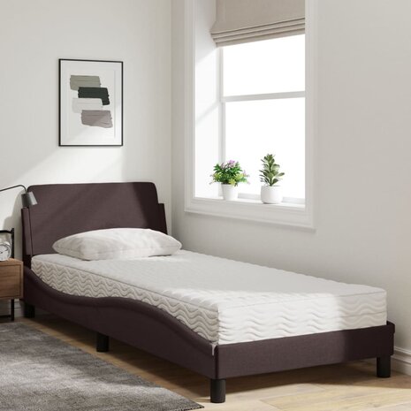 Bed met matras "Dover" stof donkerbruin 90x190 cm 3
