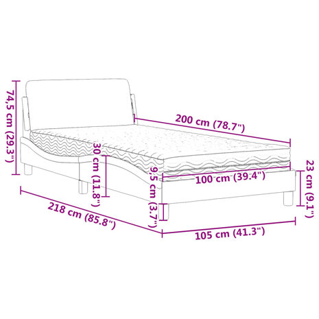 Bed met matras "Dover" kunstleer cappuccinokleurig 100x200 cm 9