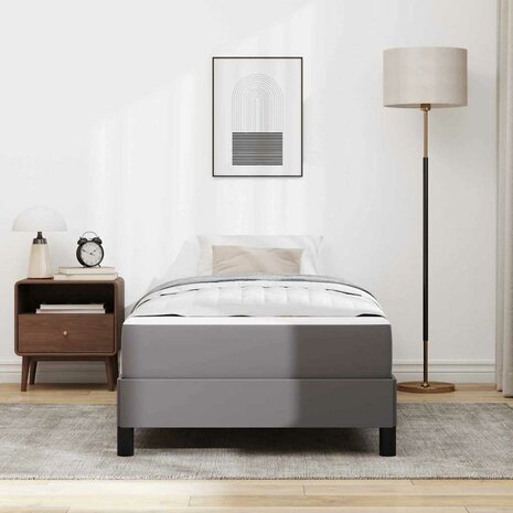 Bed met matras Grijs 90 x 190 cm Kunstleer 5