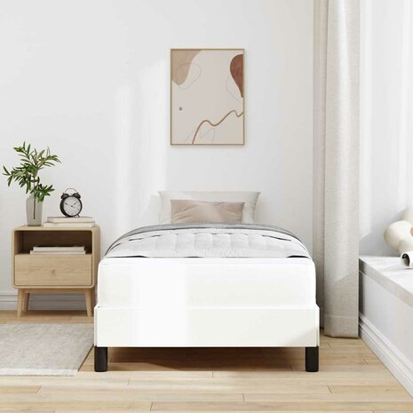 Bed met matras Zuiverwit 90 x 200 cm Kunstleer 5