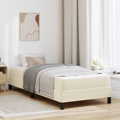 Bed met matras Crème 100 x 200 cm Kunstleer 1