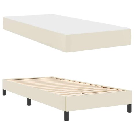 Bed met matras Crème 100 x 200 cm Kunstleer 6