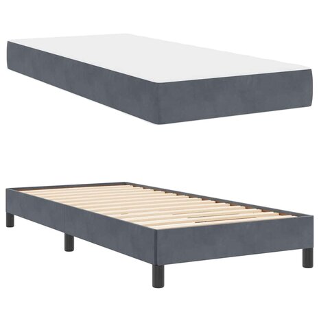 Boxspringbed met matras Donkergrijs 80 x 200 cm Fluweel 6