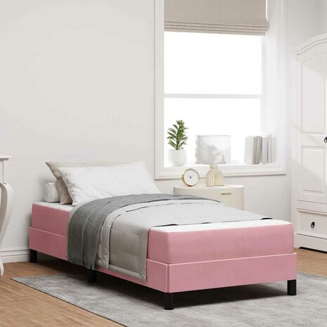 Boxspringbed met matras met matras Roze 80 x 200 cm Fluweel 1