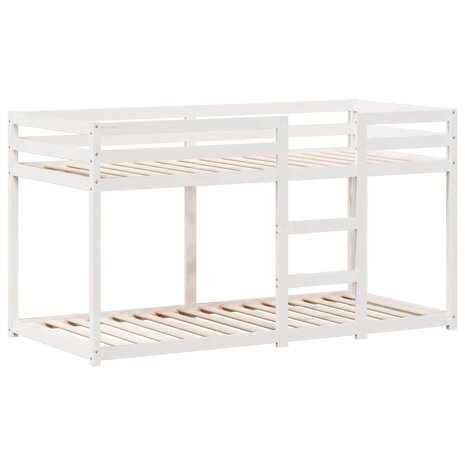 Stapelbed met bedhuis massief grenenhout wit 80x200 cm 5