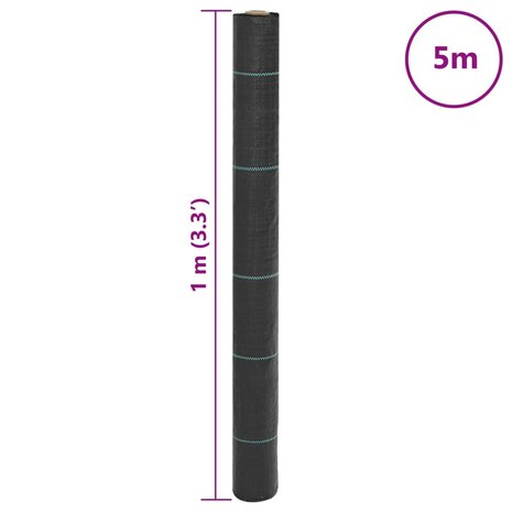Worteldoek 1x5 m polypropeen zwart 8